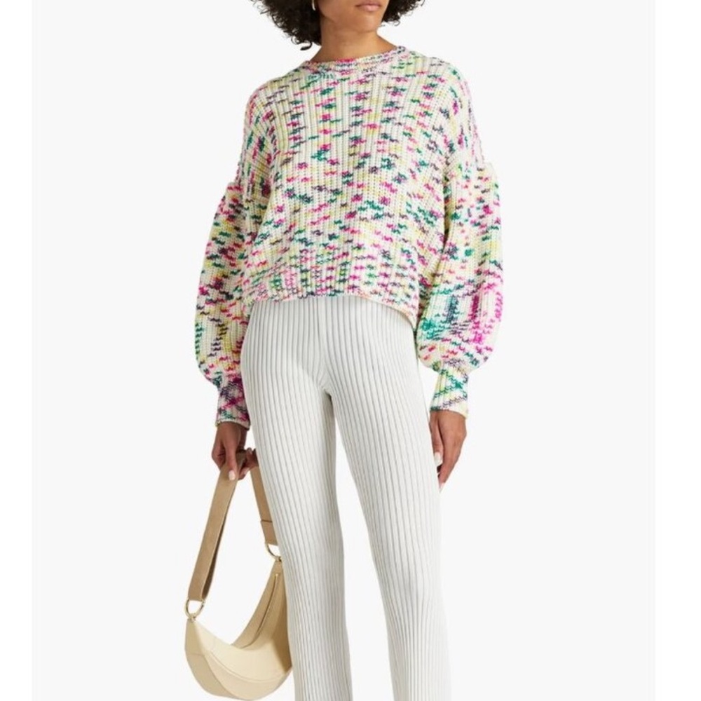 NWT $260 Cinq A Sept Multi Space Dye Mari Chunky Knit Sweater Top XSmall